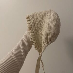 Cotton baby bonnet oatmeal color